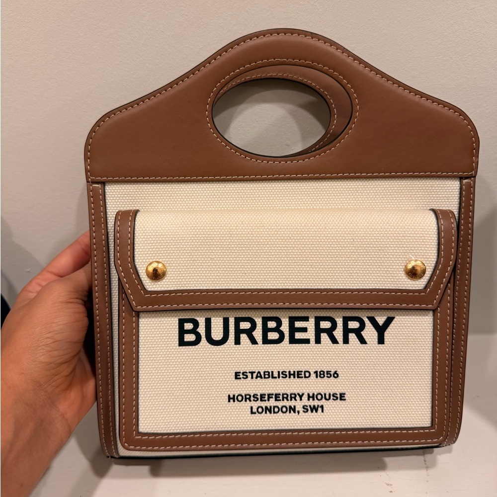 Burberry Tan and White Men's Bag